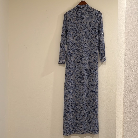 MICHAEL Michael Kors Blue Coral Mosaic Georgette Shirt Maxi Dress - Picture 6 of 15
